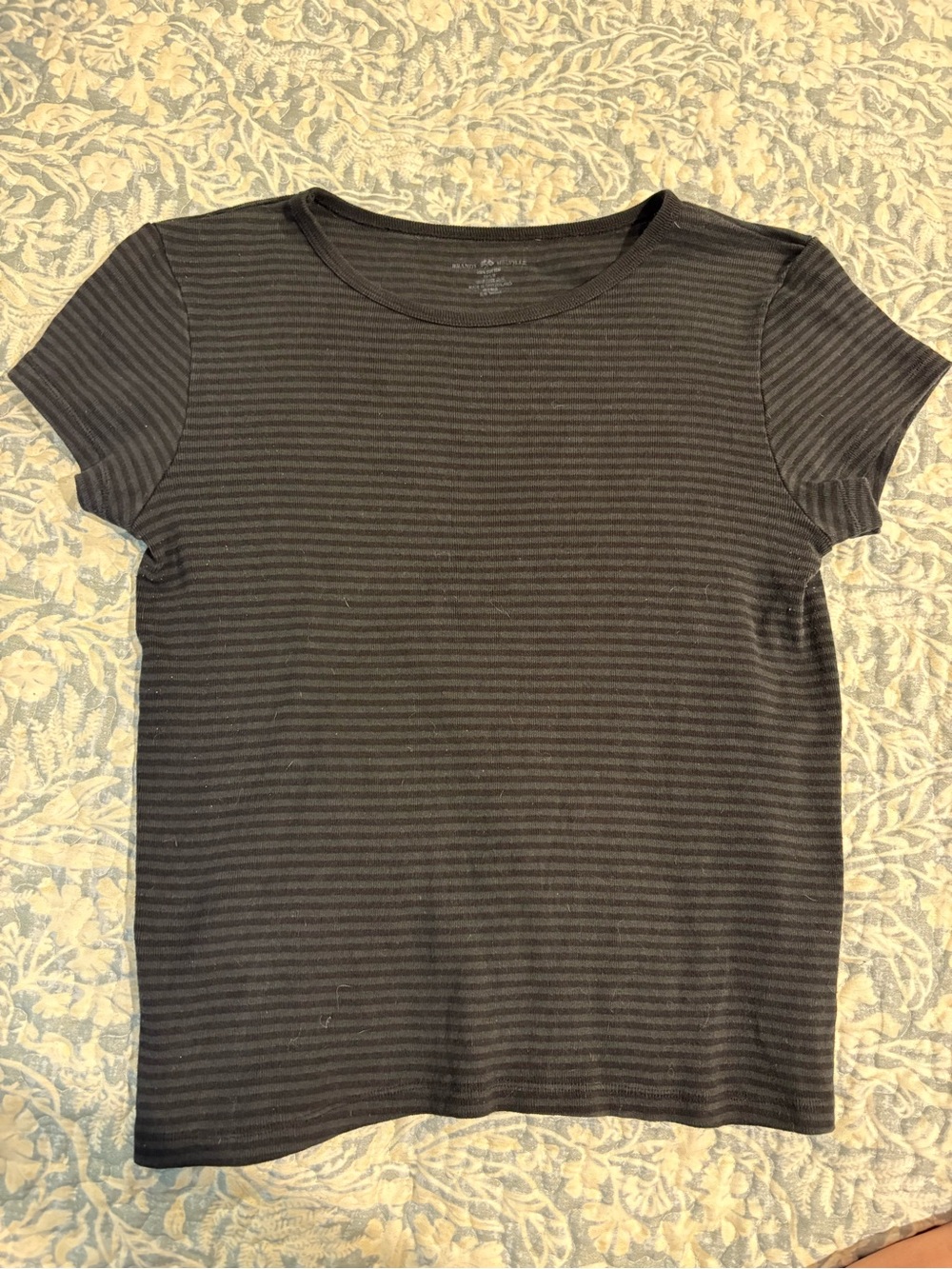 Brandy Melville Short Sleeve Top in Black and grey stripes